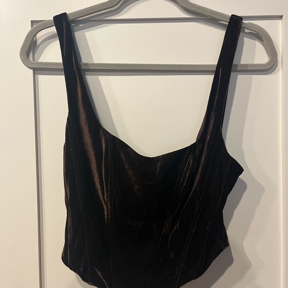 Brown velvet corset top